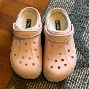 Pink Fuzzy Crocs